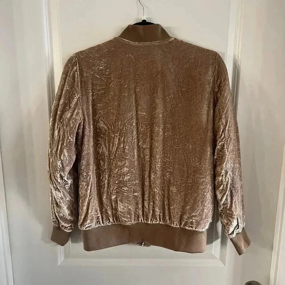 Madewell Crushed Velvet Full Zip Jacket Size XXS Color Taupe - Picture 5 of 5